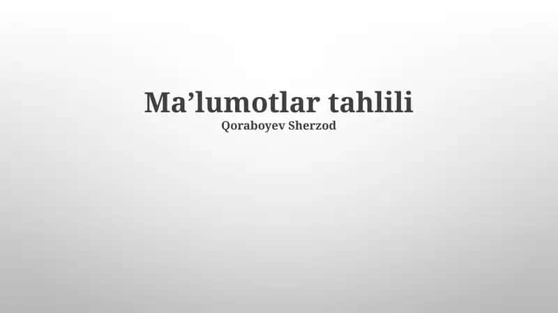 Ma’lumotlar tahlili