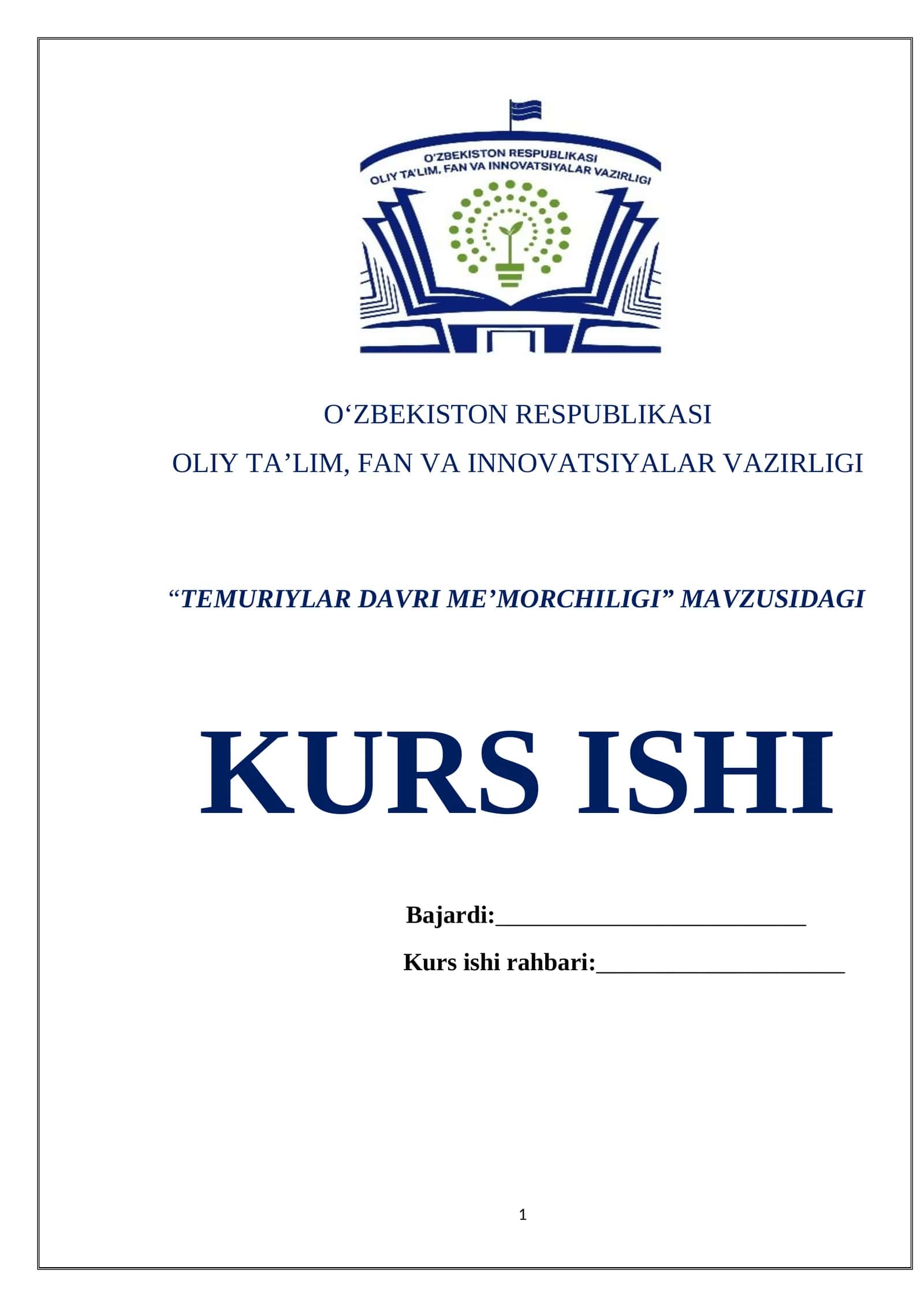 TEMURIYLAR DAVRI ME’MORCHILIGI