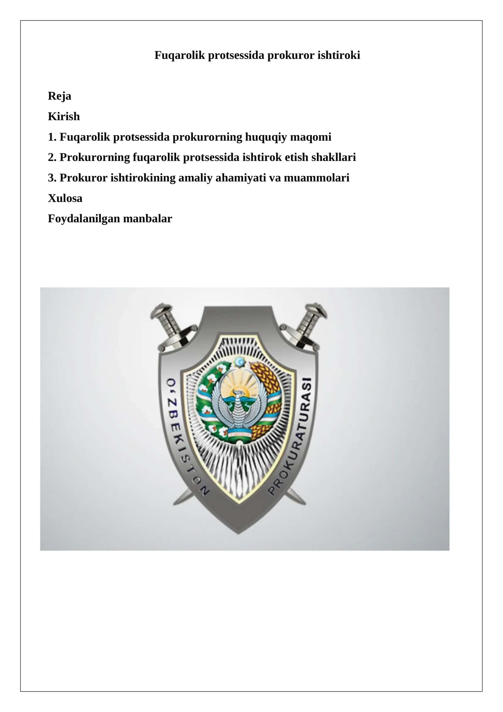 Fuqarolik protsessida prokuror ishtiroki