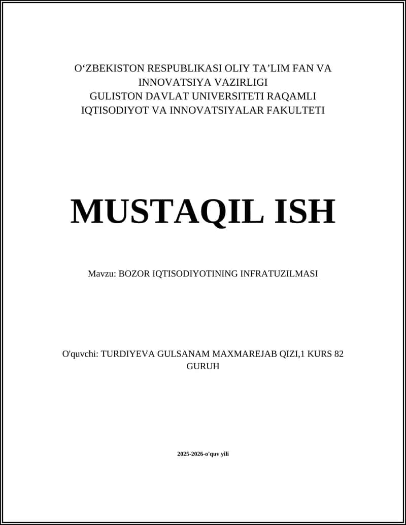 BOZOR IQTISODIYOTINING INFRATUZILMASI