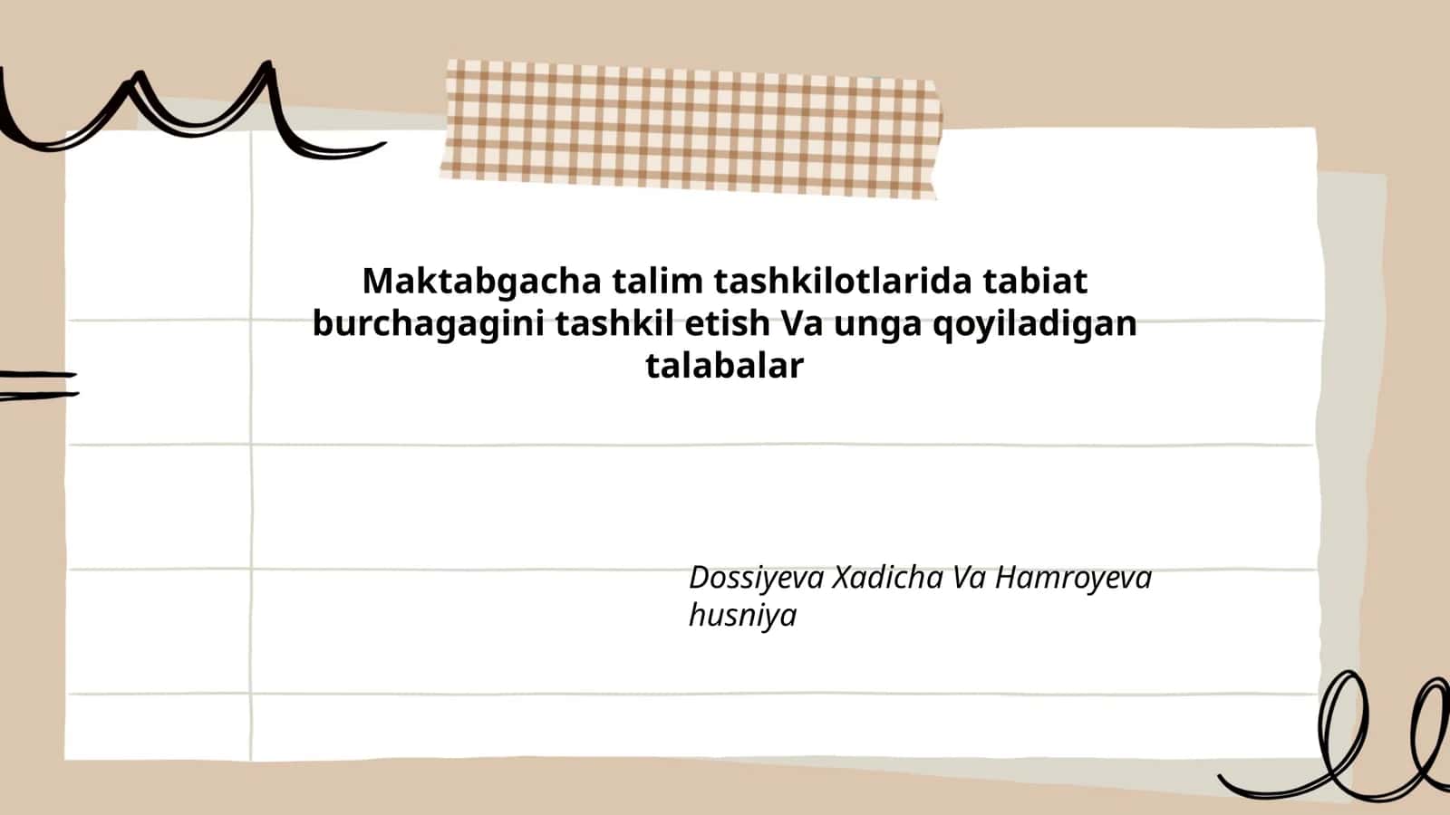 Tabiat burchagini tashkil etish