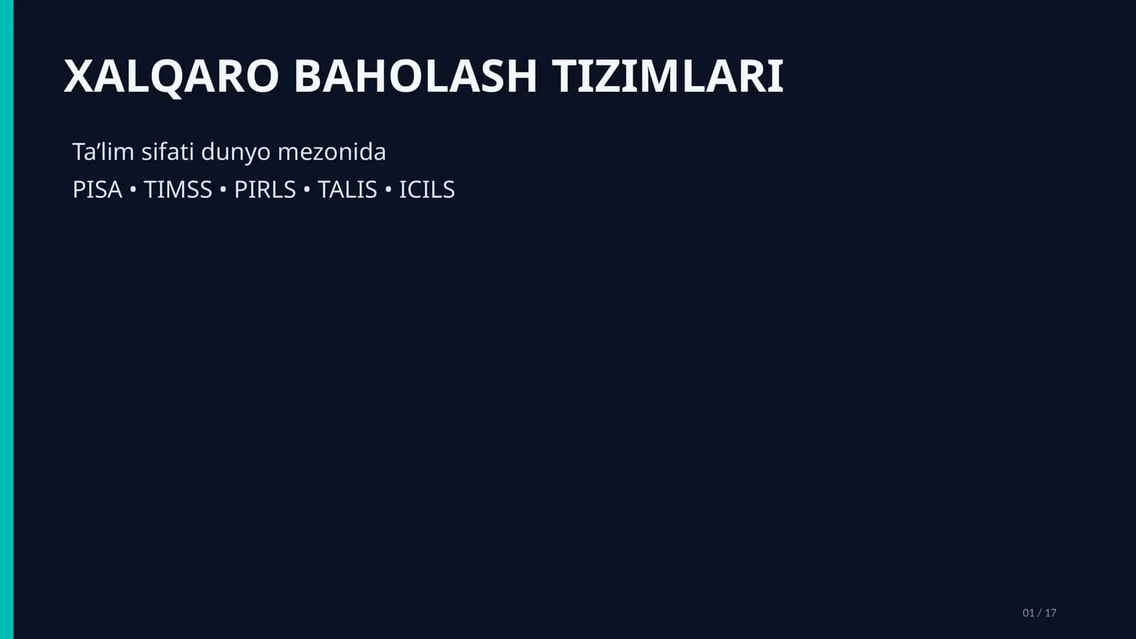 XALQARO BAHOLASH TIZIMLARI