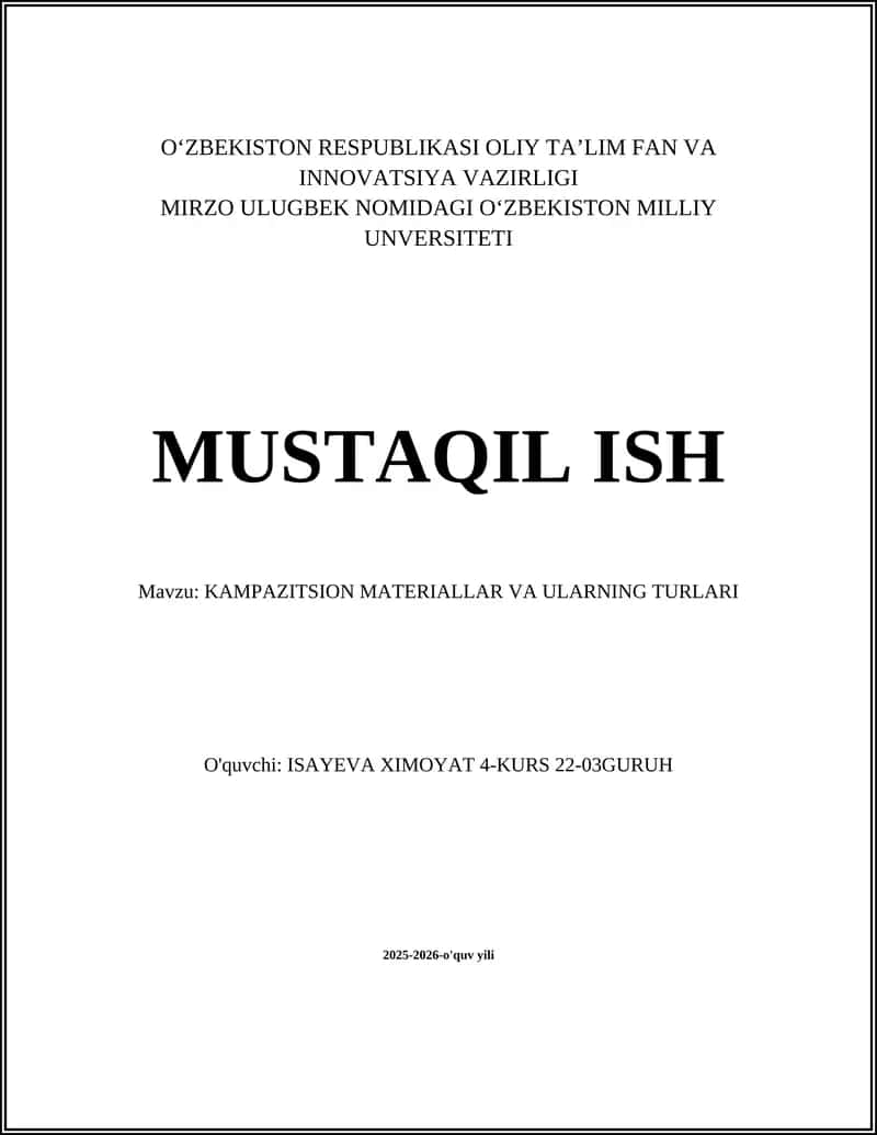 KAMPAZITSION MATERIALLAR VA ULARNING TURLARI
