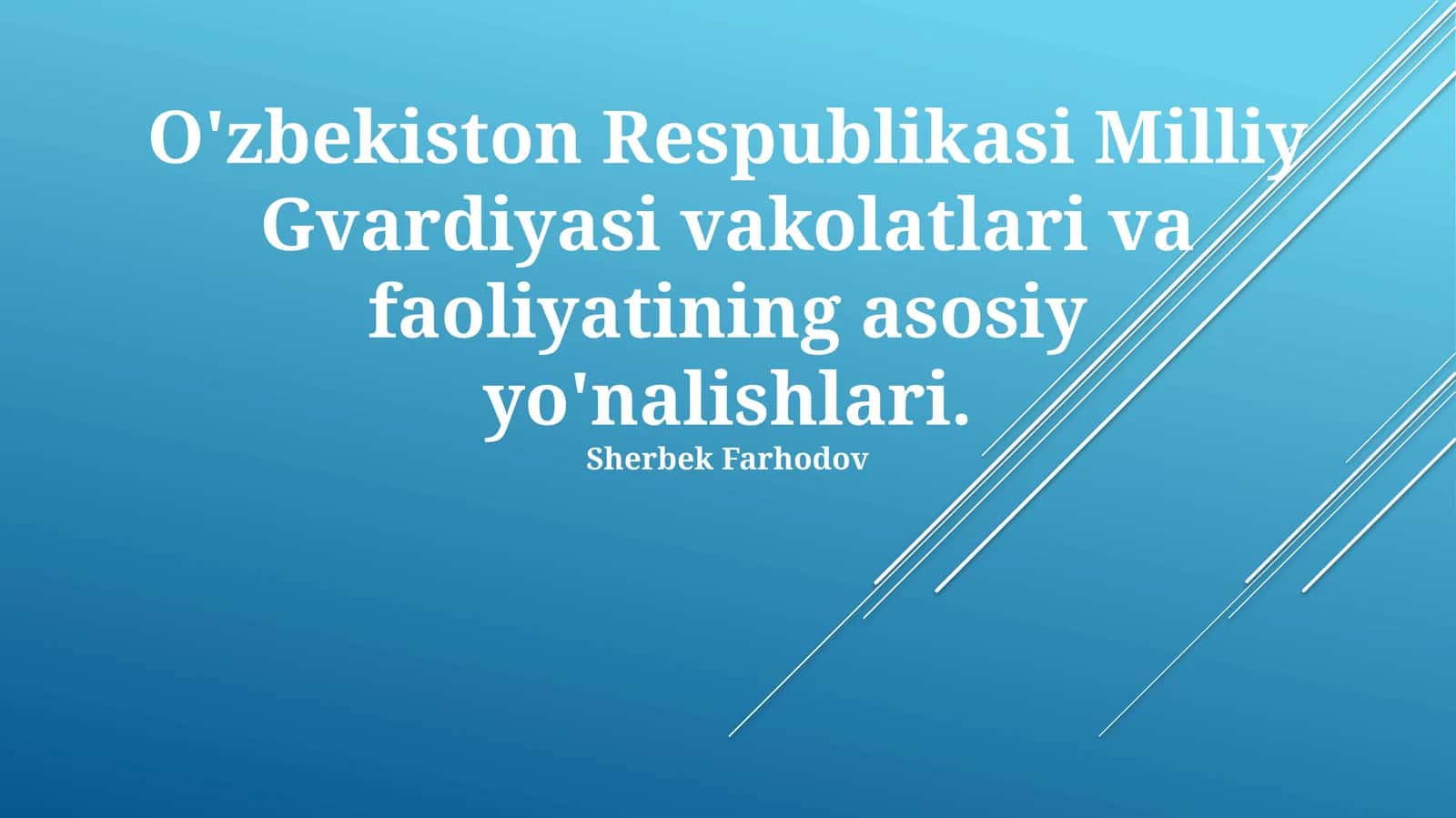 O'zbekiston Respublikasi Milliy Gvardiyasi vakolatlari va faoliyatining asosiy yo'nalishlari