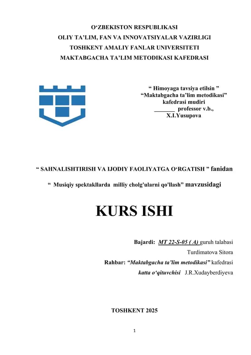 Musiqiy spektakllarda milliy cholg'ularni qo'llash