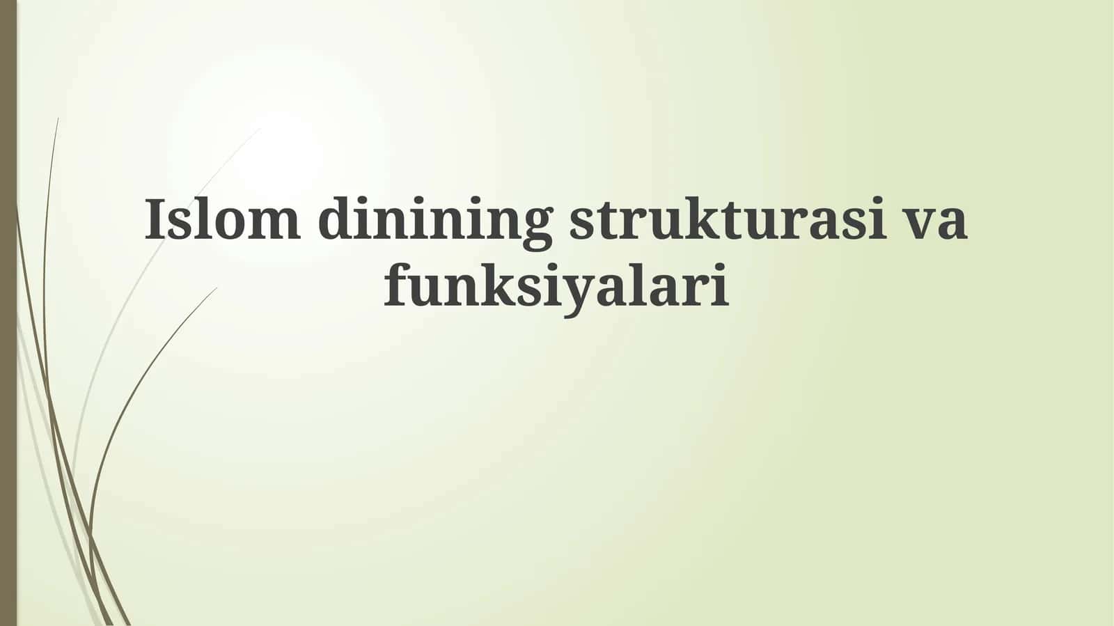 Islomdinining strukturasi va funksiyalari