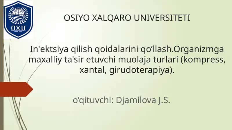 In'ektsiya qilish qoidalarini qo'llash