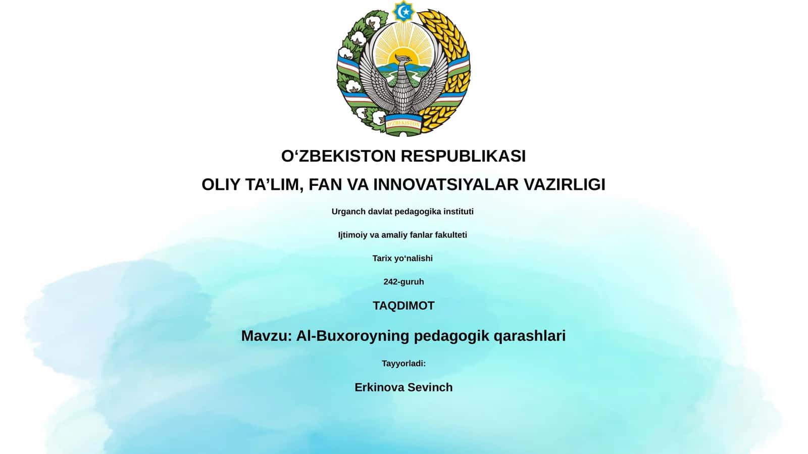 Al-Buxoroyning pedagogik qarashlari