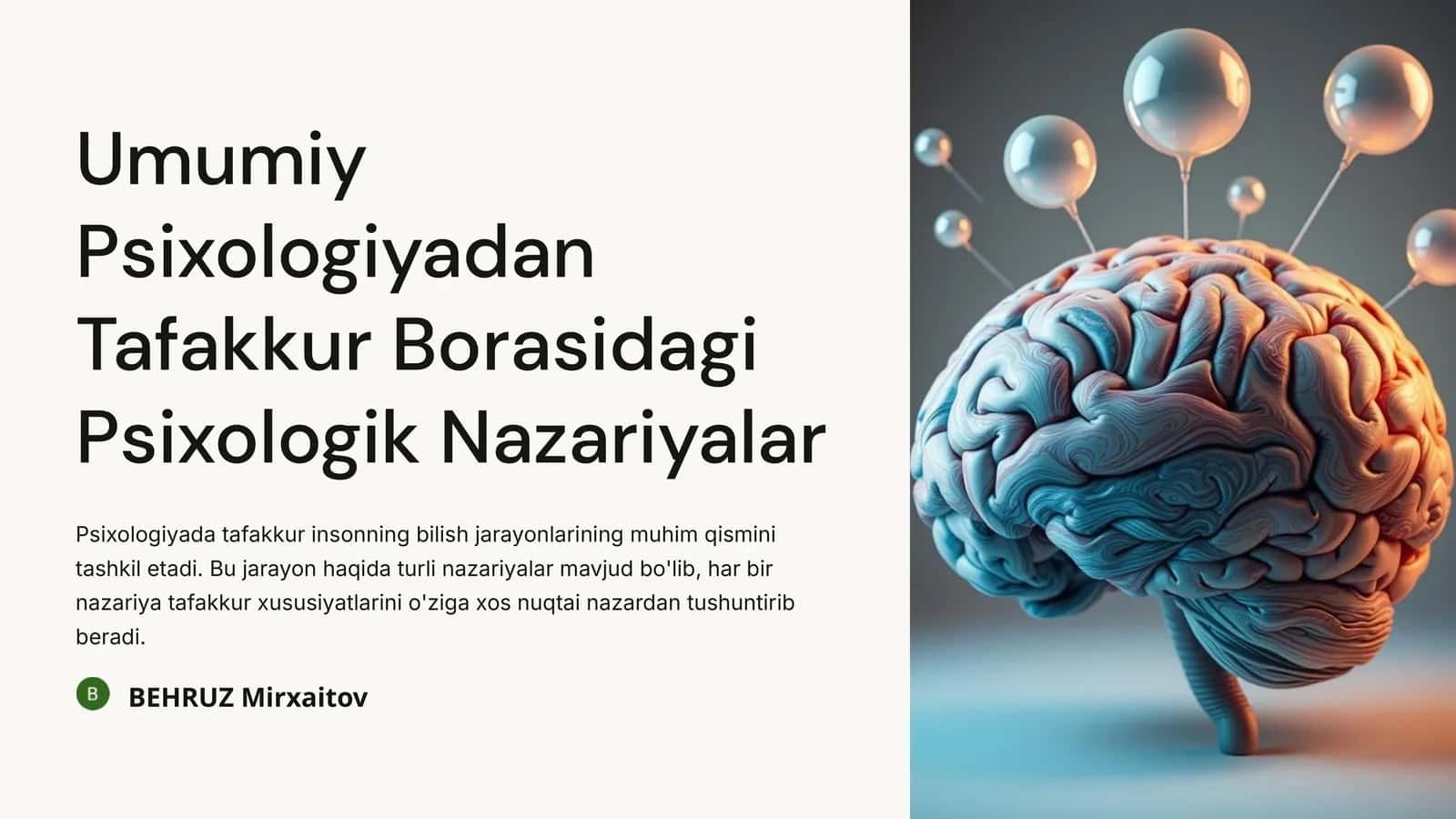 Umumiy Psixologiyadan Tafakkur Borasidagi Psixologik Nazariyalar