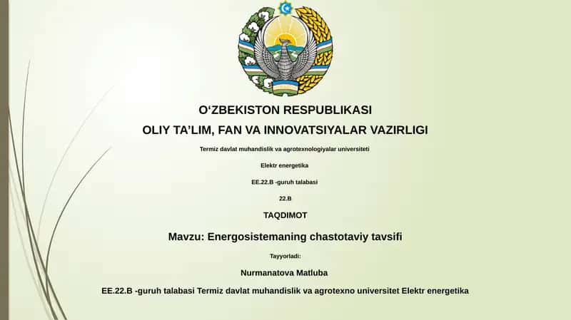 Energosistemaning chastotaviy tavsifi