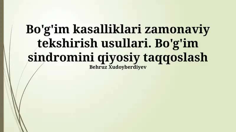 Bo'g'im kasalliklari zamonaviy tekshirish usullari