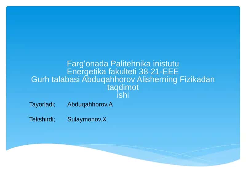 ELEKTR VA MAGNIT MAYDONIDA YORUG’LIKNING IKKILANIB SINISHI