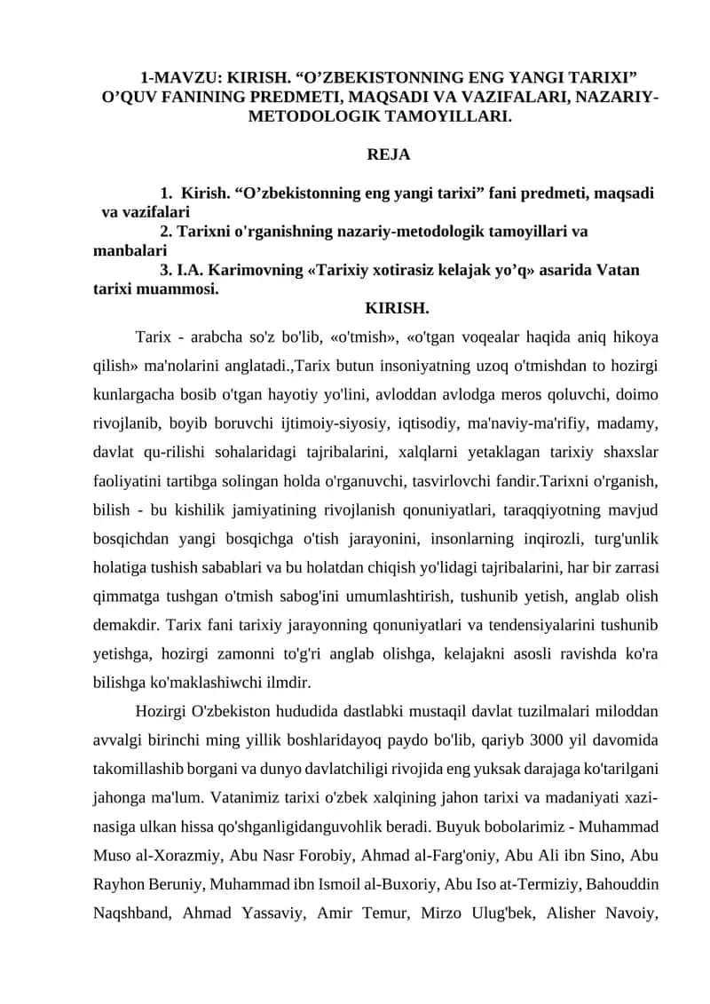 O'zbekistonning eng yangi tарихи