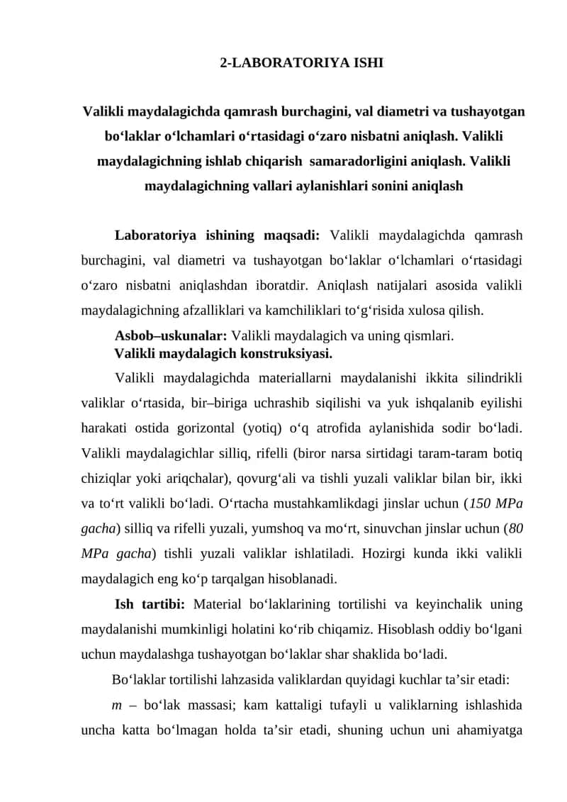 Valikli maydalagich