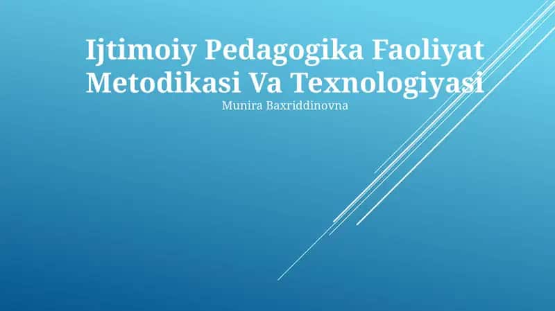 Ijtimoiy Pedagogika Faoliyat Metodikasi Va Texnologiyasi