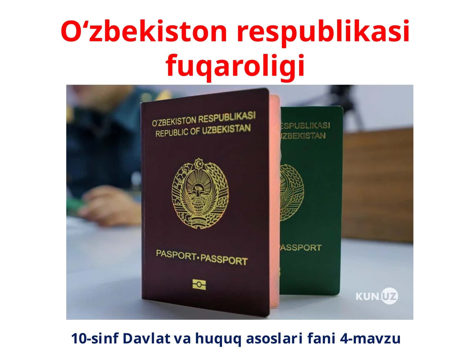 10-sinf Davlat va huquq asoslari fanining 4-mavzu