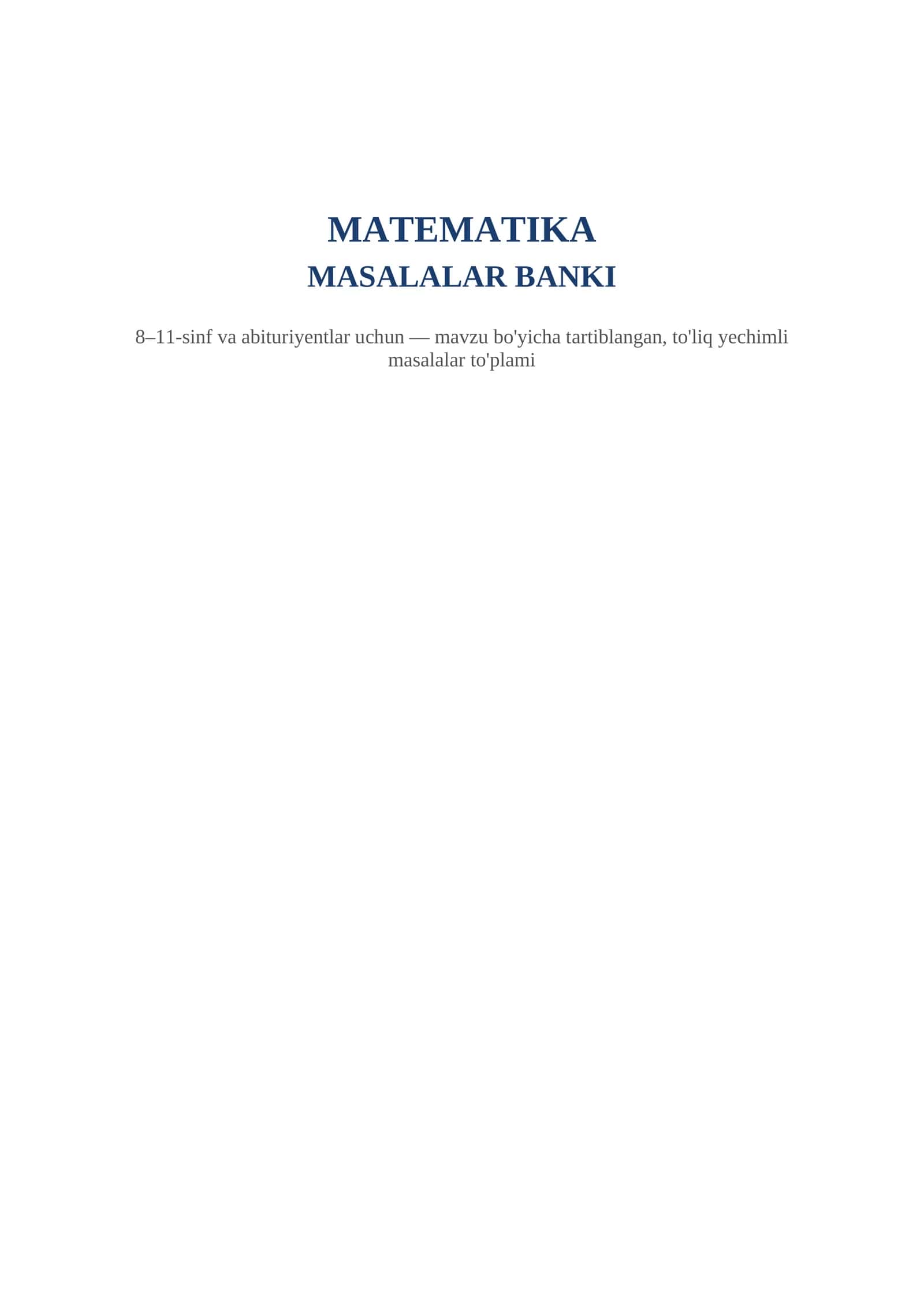 MATEMATIKA MASALALAR BANKI