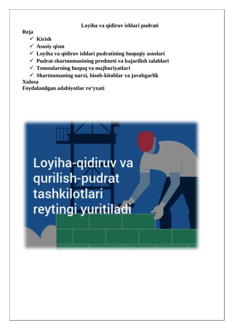 Loyiha va qidiruv ishlari pudrati
