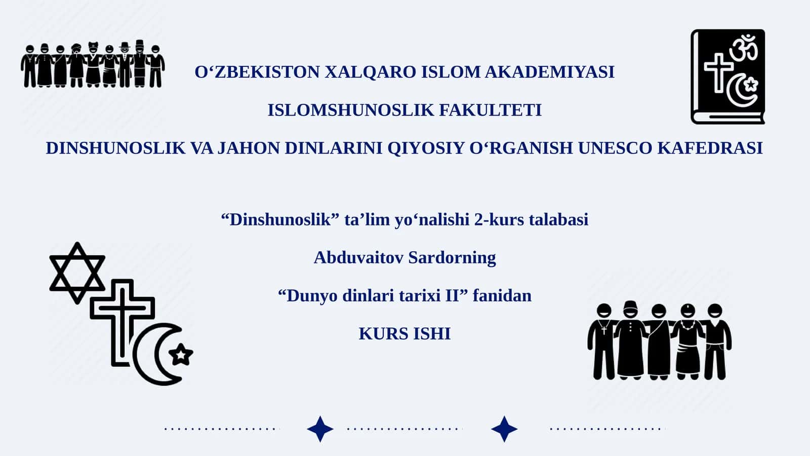 “DunyodinlaritarixiII”fanidan KURS ISHI