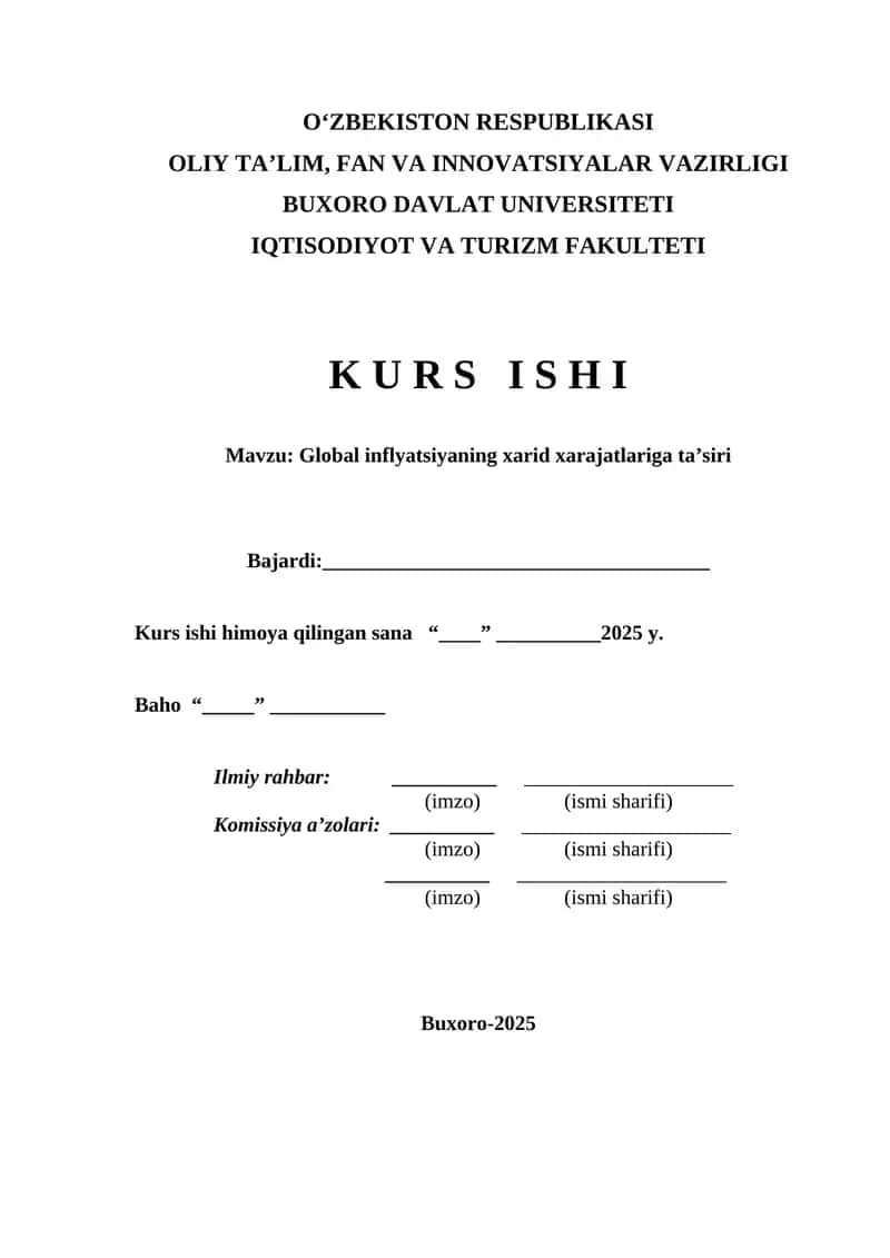 Global inflyatsiyaning xarid xarajatlariga ta’siri