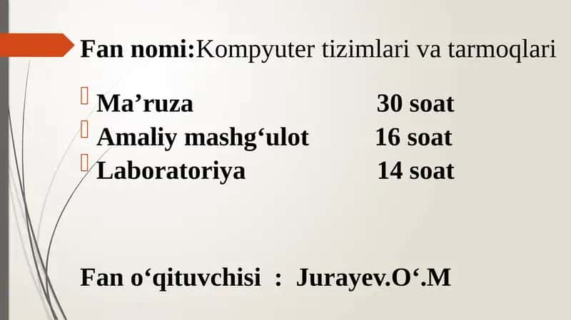 Kompyutertizimlari va tarmoqlar