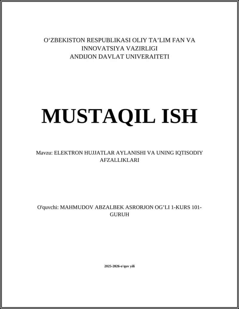 Elektron hujjatlar aylanishi va uning iqtisodiy afzalliklari