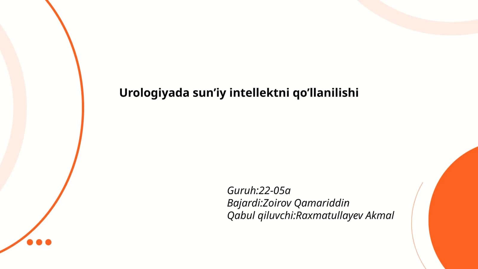 Urologiyada sun’iy intellektni qo’llanilishi