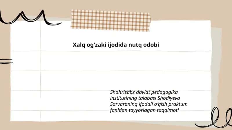Nutq odobi tushunchasi va xalq ogʻzaki ijodidagi ahamiyati