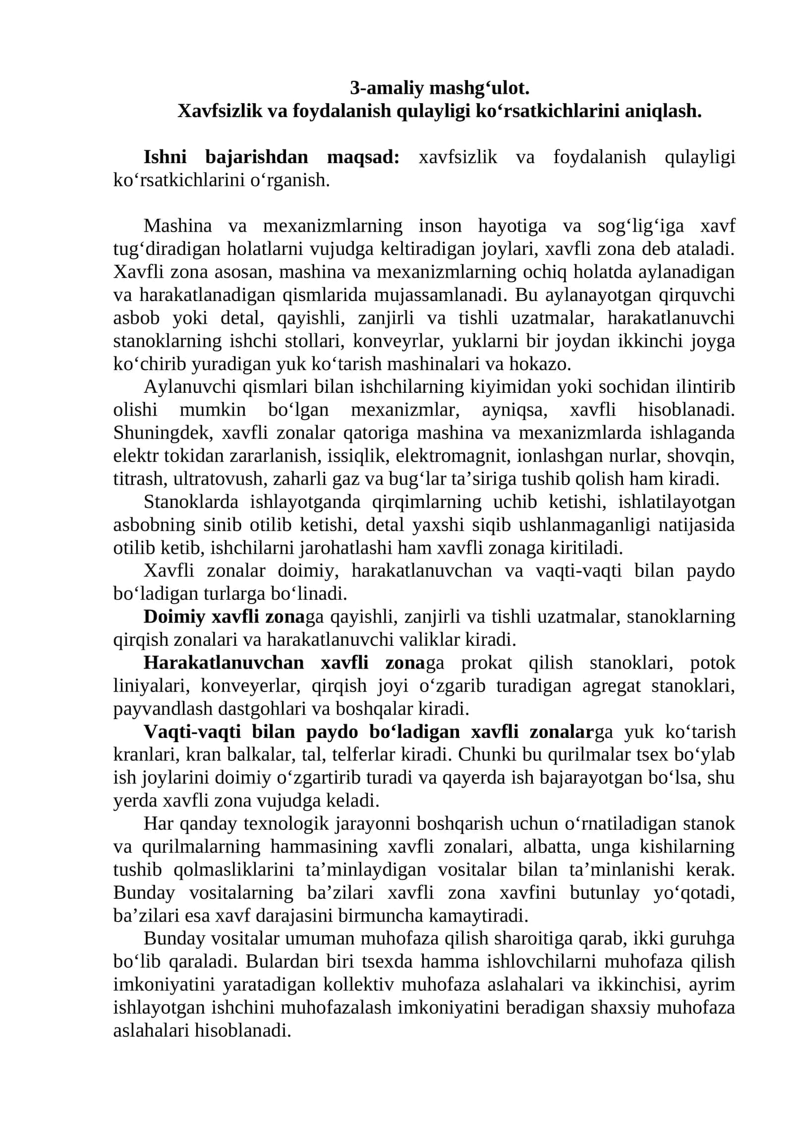 Xavfsizlik va foydalanish qulayligi ko‘rsatkichlarini aniqlash