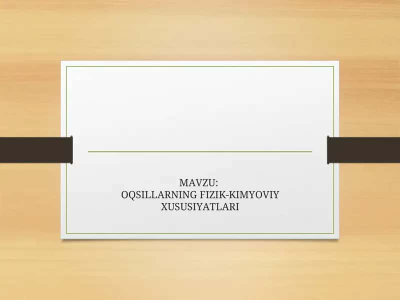 Oqsillarning Fizik-Kimyoviy Xususiyatlari