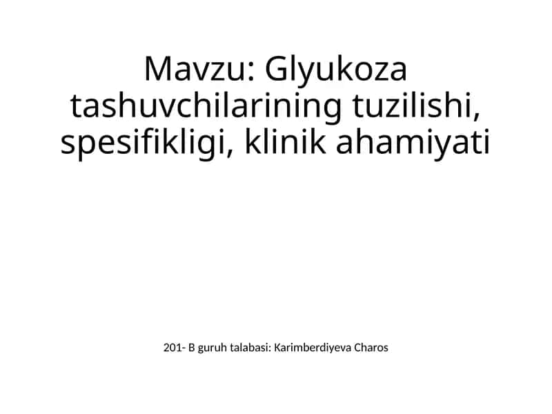 Glukoza tashuvchilar klinik ahamiyati