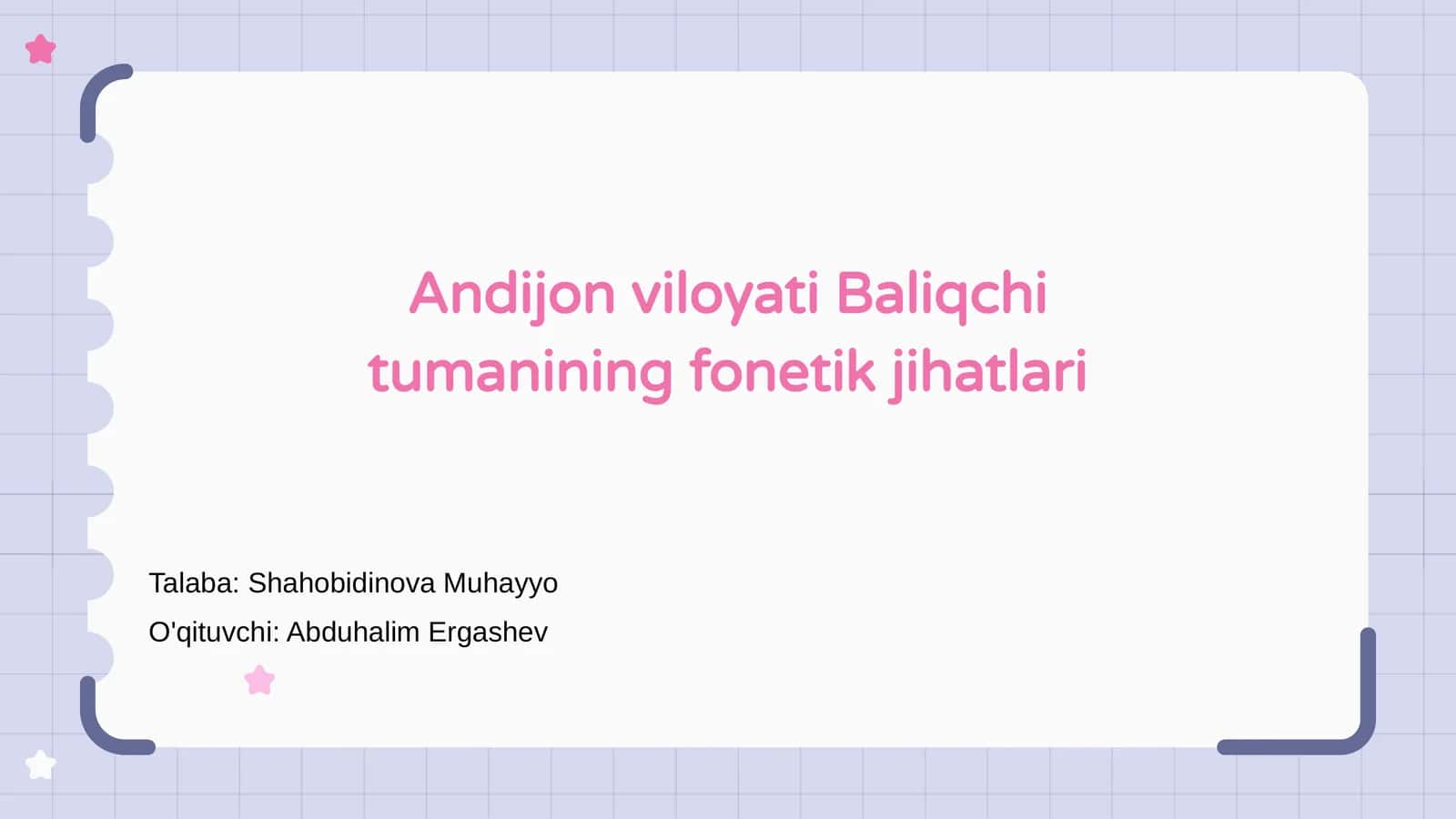 Andijon viloyati Baliqchi tumanining fonetik jihatlari