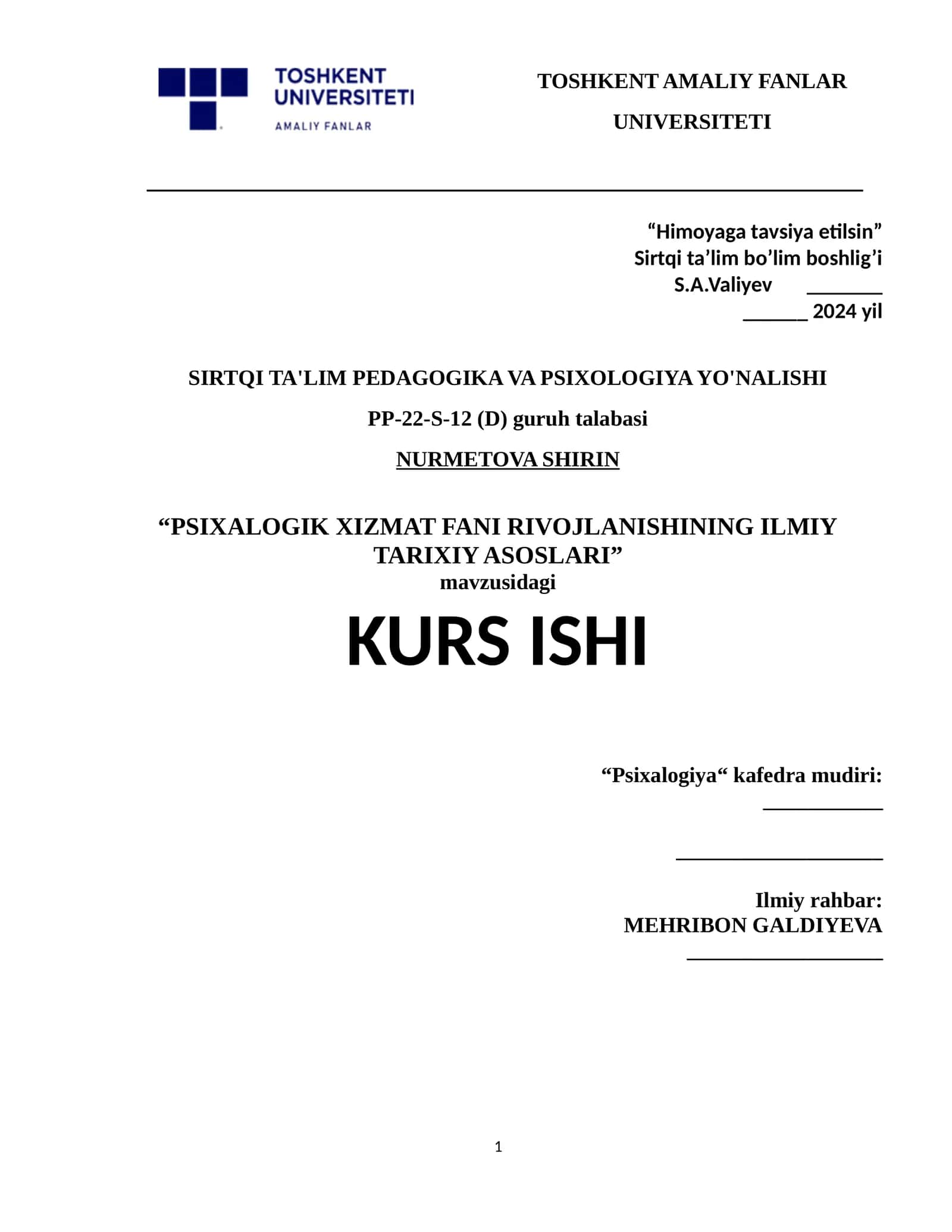 PSIXALOGIK XIZMAT FANI RIVOJLANISHINING ILMIY TARIXIY ASOSLARI