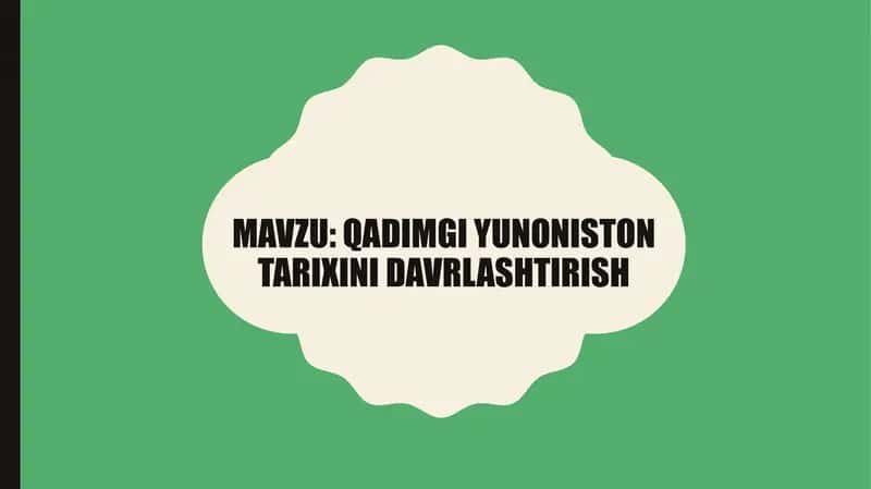 Qadimgi Yunoniston tarixi davrlashtirish