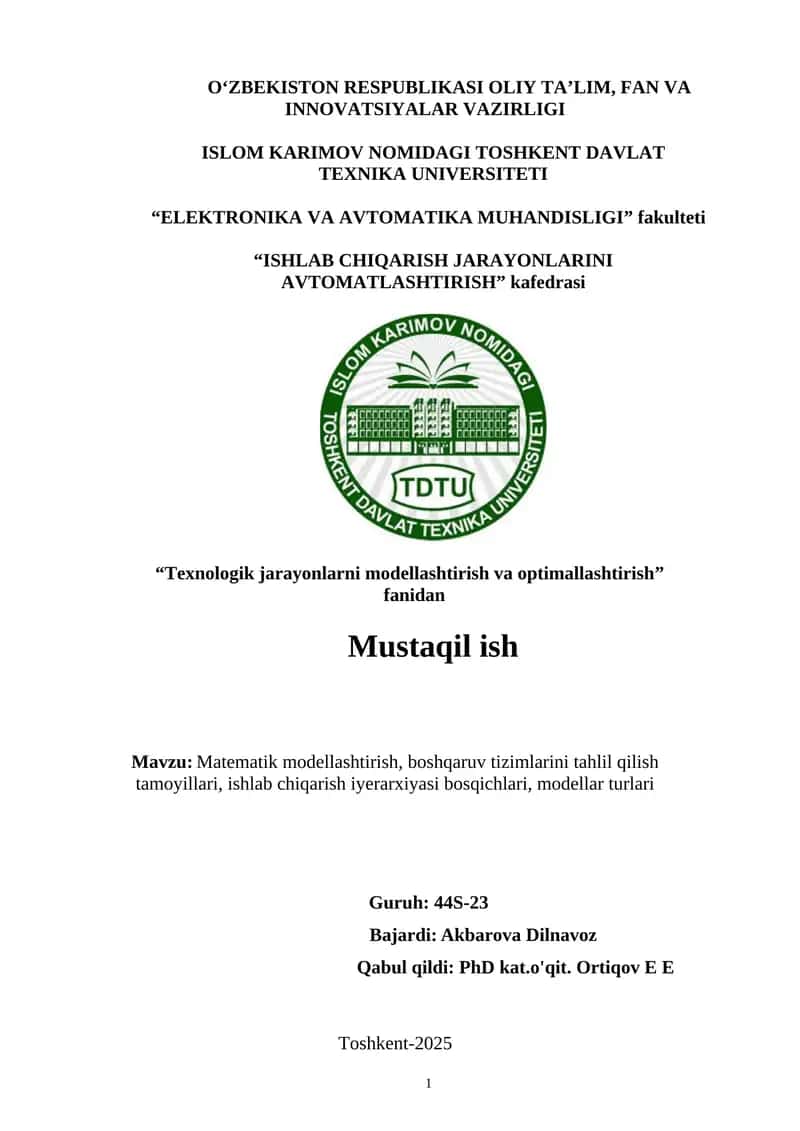 Matematik modellashtirish