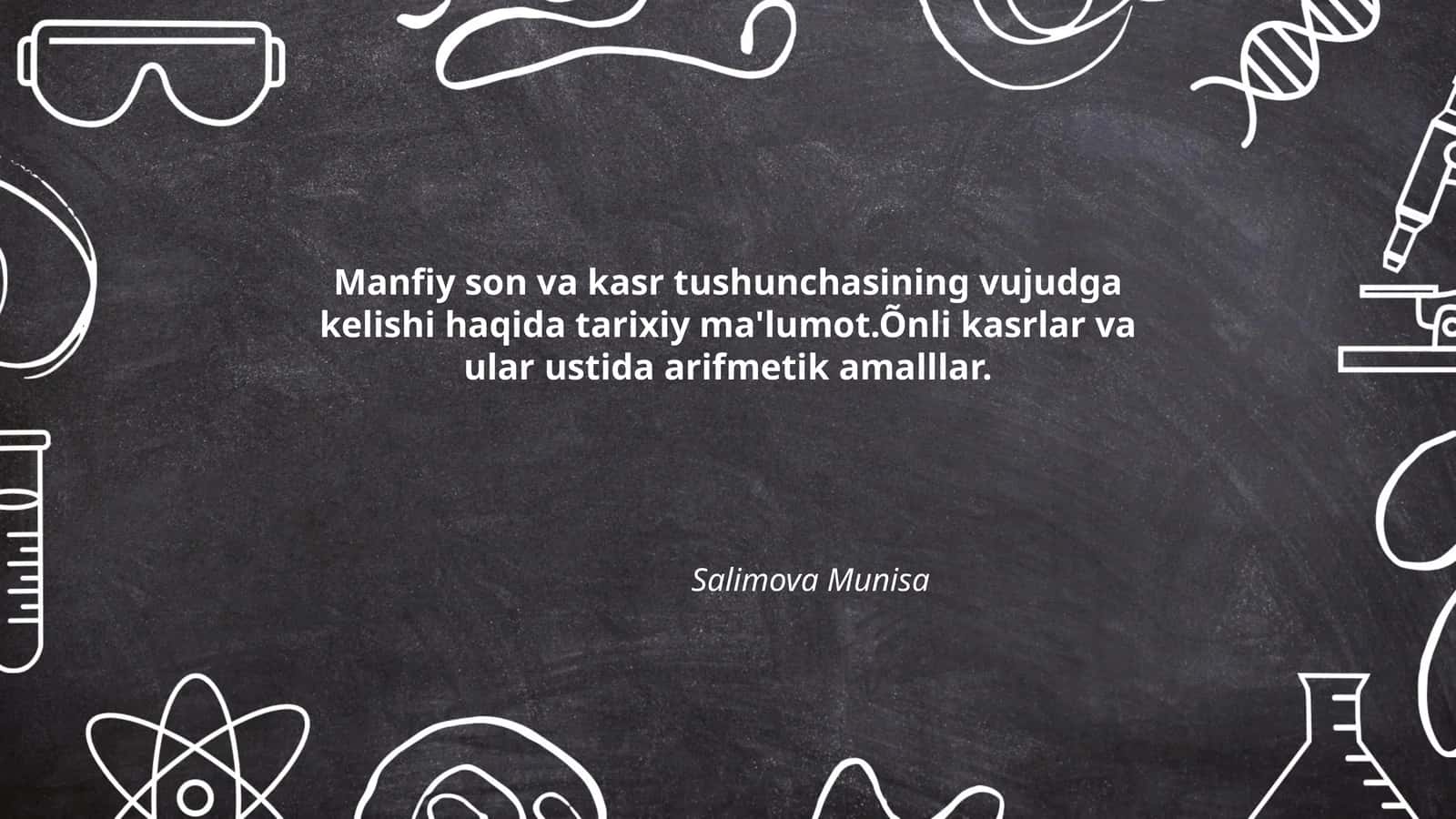 Manfiy son va kasr tushunchasi