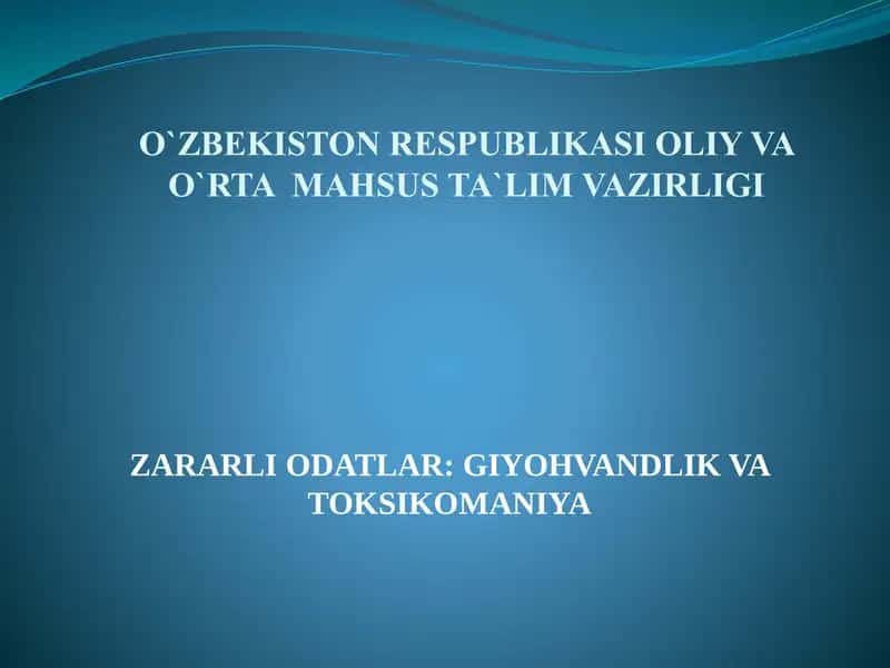 Giyohvandlik va toksikomaniya