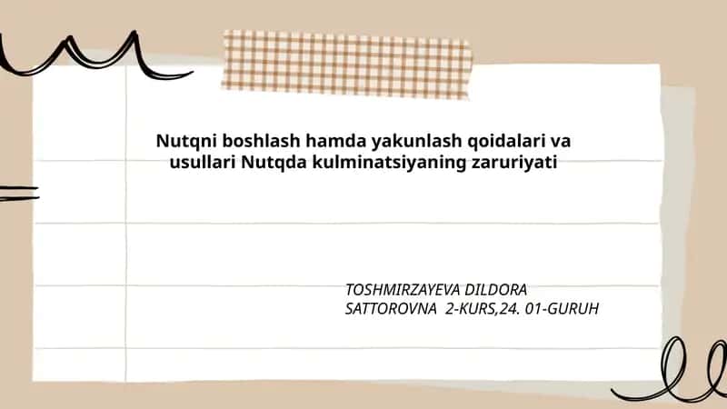 Nutqni boshlash hamda yakunlash qoidalari va usullari