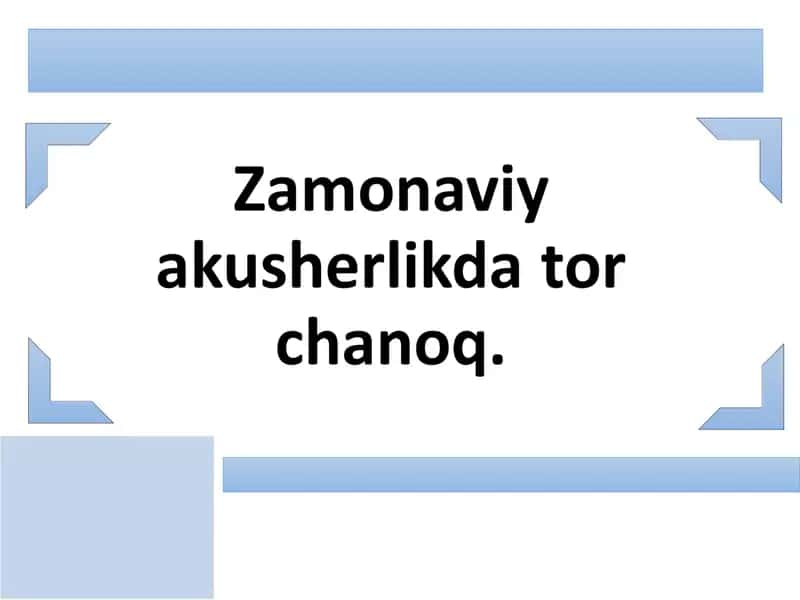 Zamonaviy akusherlikda Tor chanoq anatomiyasi