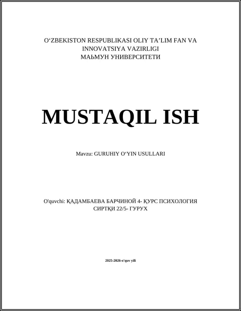 GURUHIY O‘YIN USULLARI