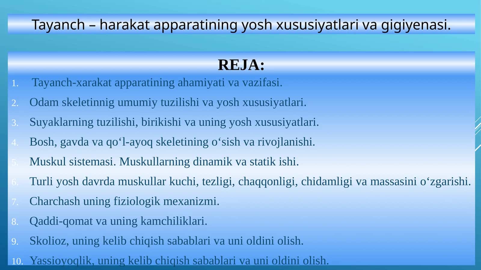 Tayanch-xarakat apparatiningahamiyati va vazifasi