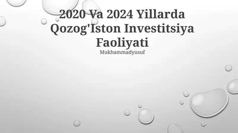 2020 Va 2024 Yillarda Qozog'Iston Investitsiya Faoliyati