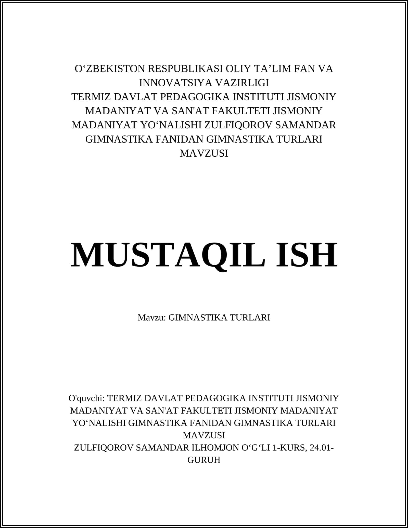 GIMNASTIKA TURLARI