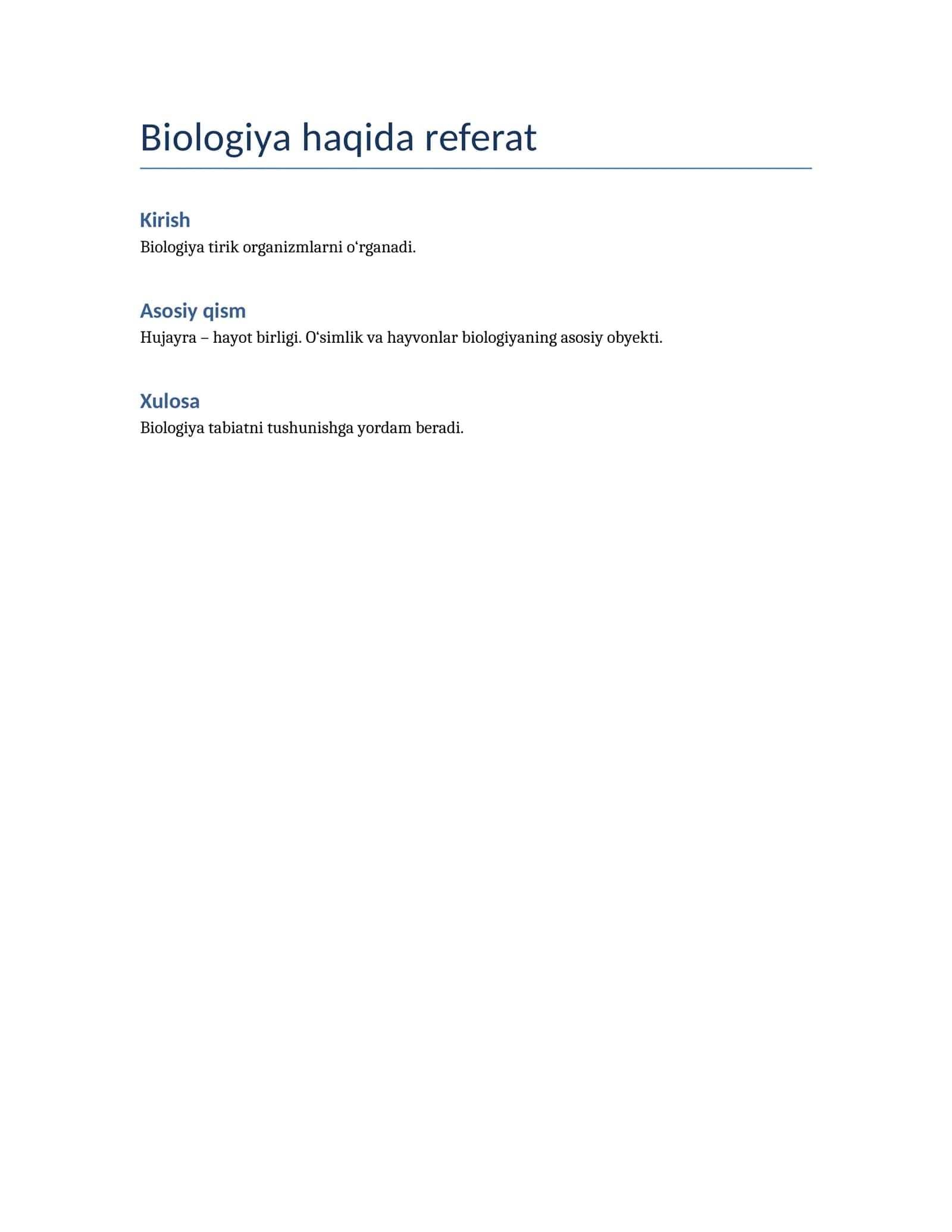 Biologiya haqida referat