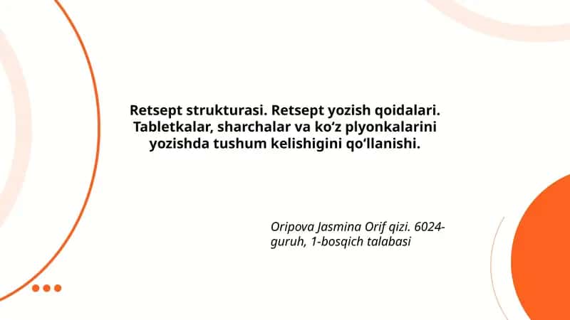 Retsept strukturasi. Retsept yozish qoidalari