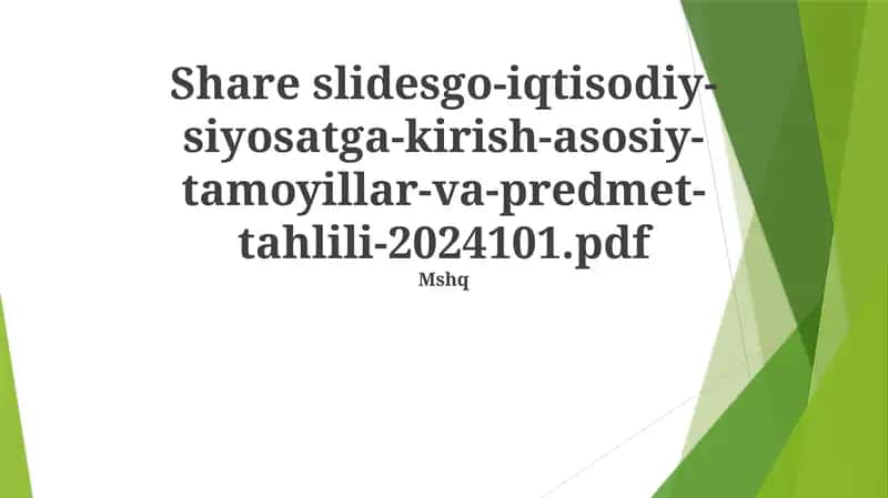 Iqtisodiy Siyosatga Kirish