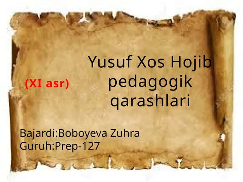 Yusuf Xos Hojib pedagogik qarashlari
