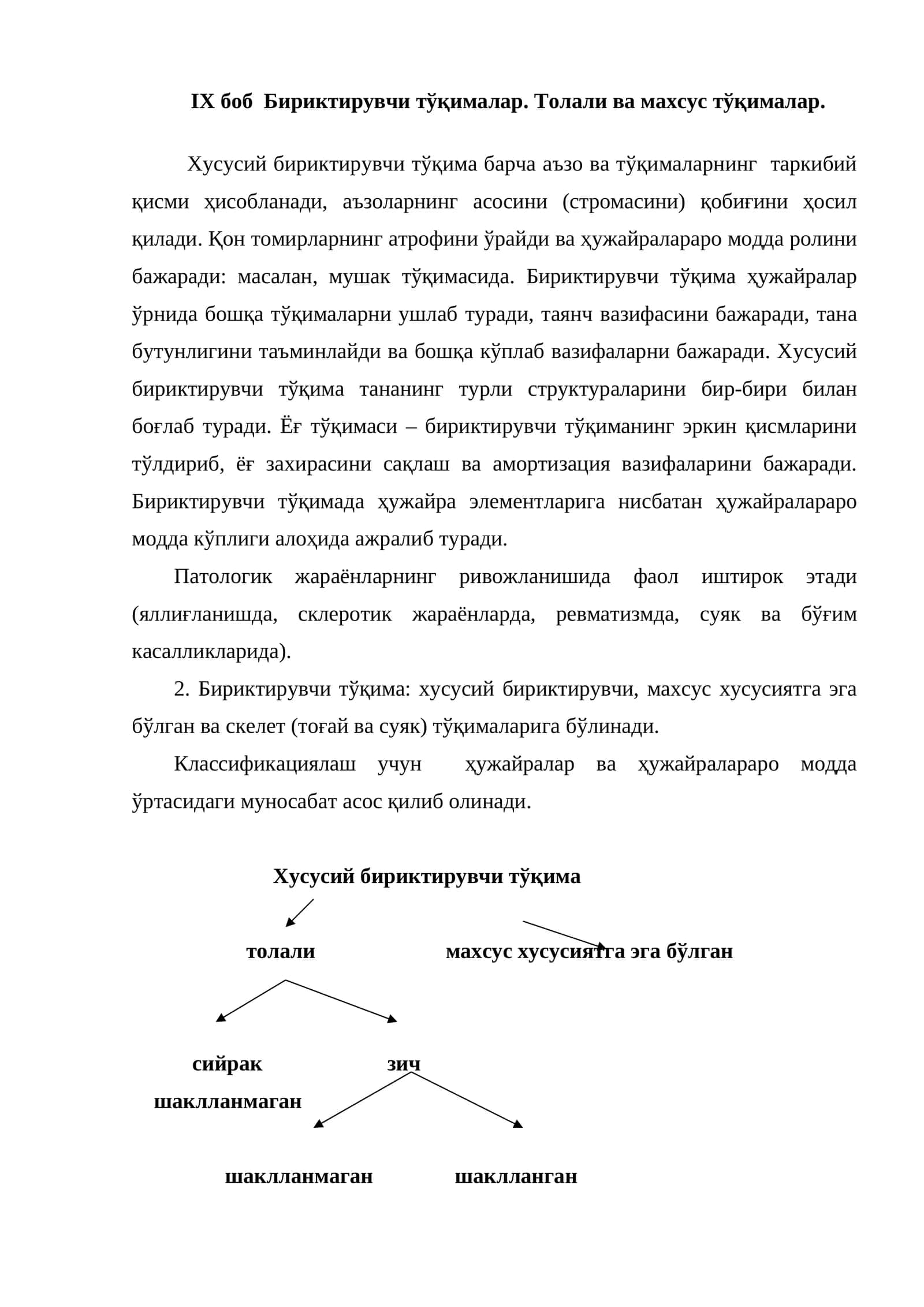 Бириктирувчи тўқималар. Толали ва махсус тўқималар