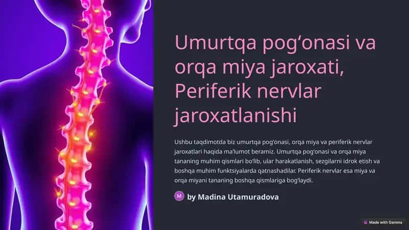 Umurtqa pogʻonasi va orqa miya jaroxati