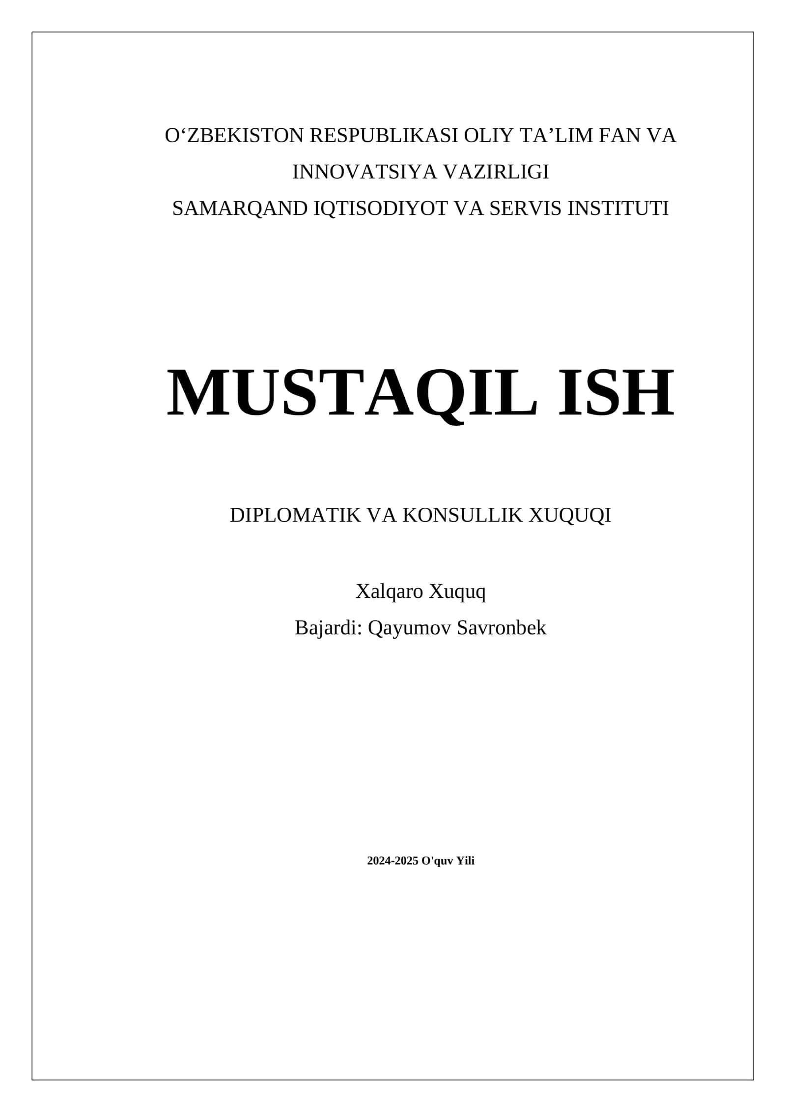 DIPLOMATIK VA KONSULLIK XUQUQI